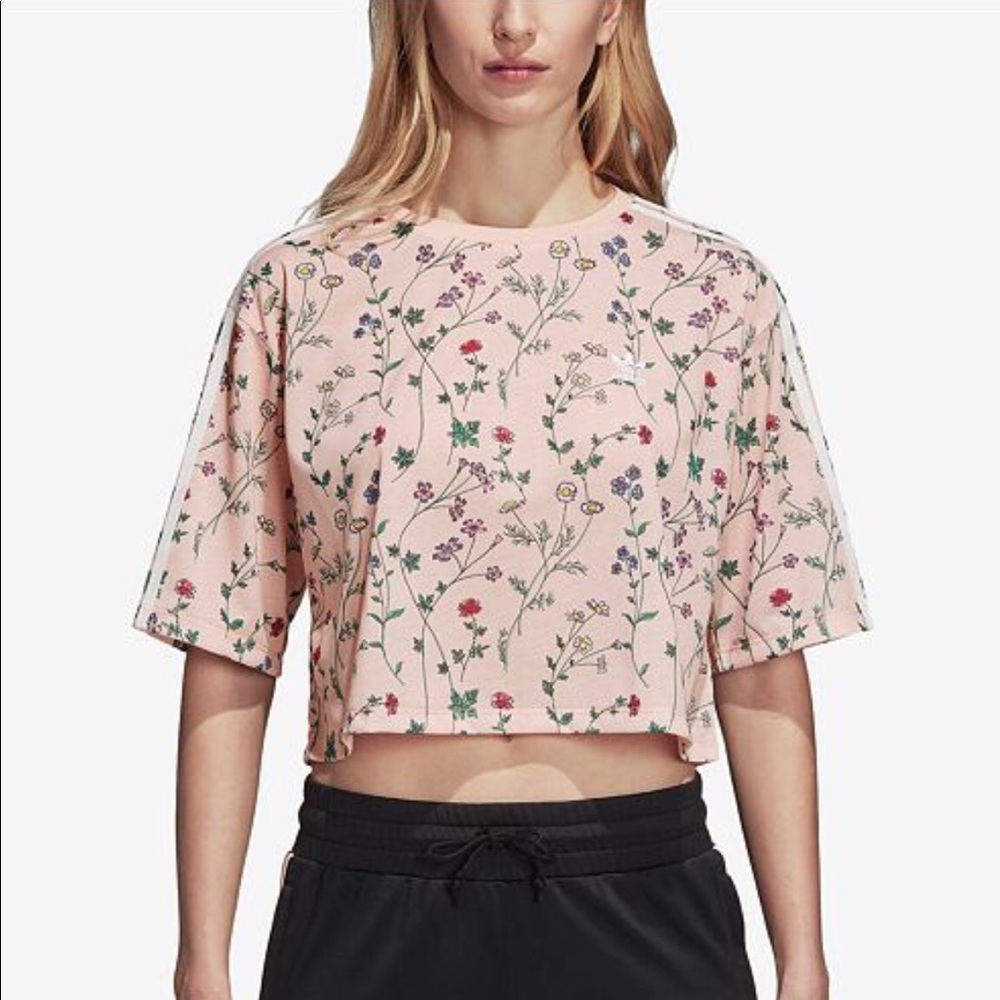 Adidas Originals Love Set Cropped Floral Shirt